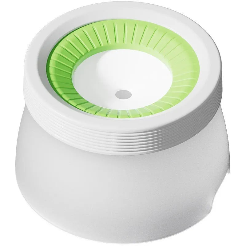 Green PP silicone pet suspension bowl for dogs and cats showing raised design