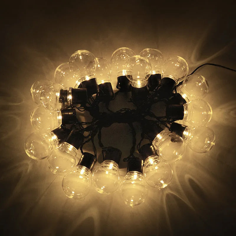 10 metre black wire solar decorative lights with 40 LED lamps for outdoor tent and festival lighting