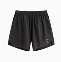 Men's black running shorts with laser-punched stitching detail on the legs.