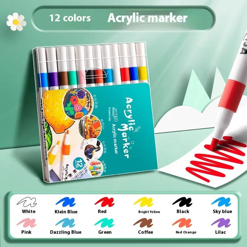 Plastic acrylic marker pen set with multicolour options in packaging box