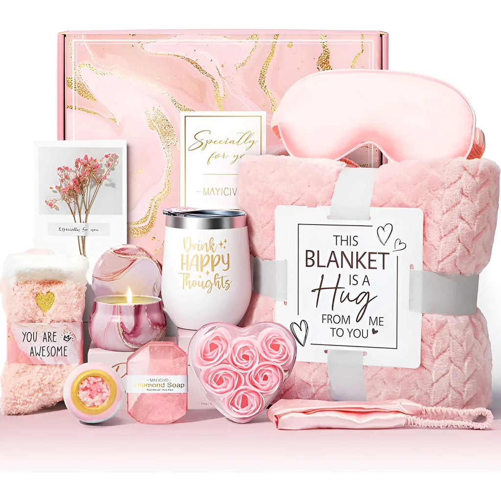 Modern simplicity style aromatherapy gift set with candle and soap in a white plastic box.