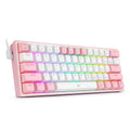 White pink RGB mechanical keyboard with dual keycaps and multimedia function keys