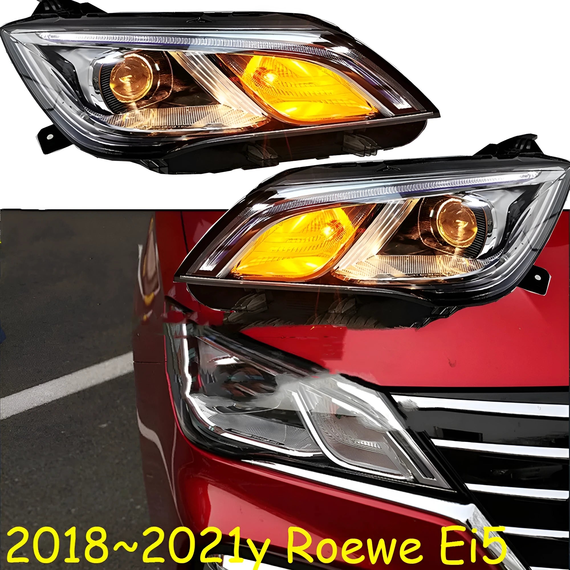 Car headlight unit with 9-line LED daytime running light pattern for 2018-2021 vehicle models