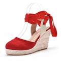 Women's apricot bohemian wedge sandals with bead details and an adjustable buckle on a 10.5cm heel.
