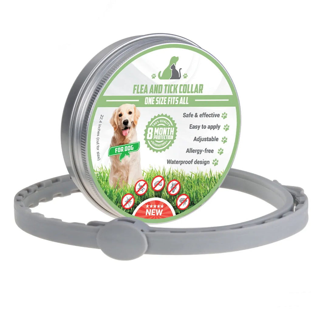 Adjustable 57cm TPE dog collar for flea and mosquito control, hypoallergenic and water-resistant