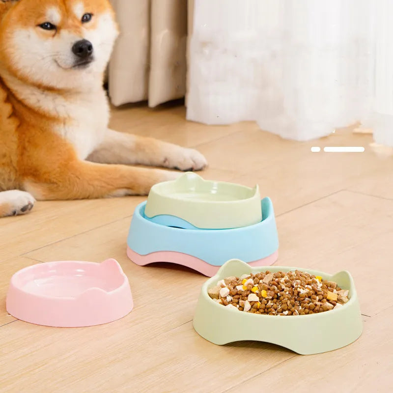 Blue ceramic dog slow feeder bowl with maze pattern for small medium large breed puppies