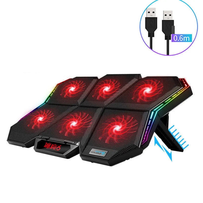 Six-fan notebook radiator with USB cable for laptops and ultrabooks