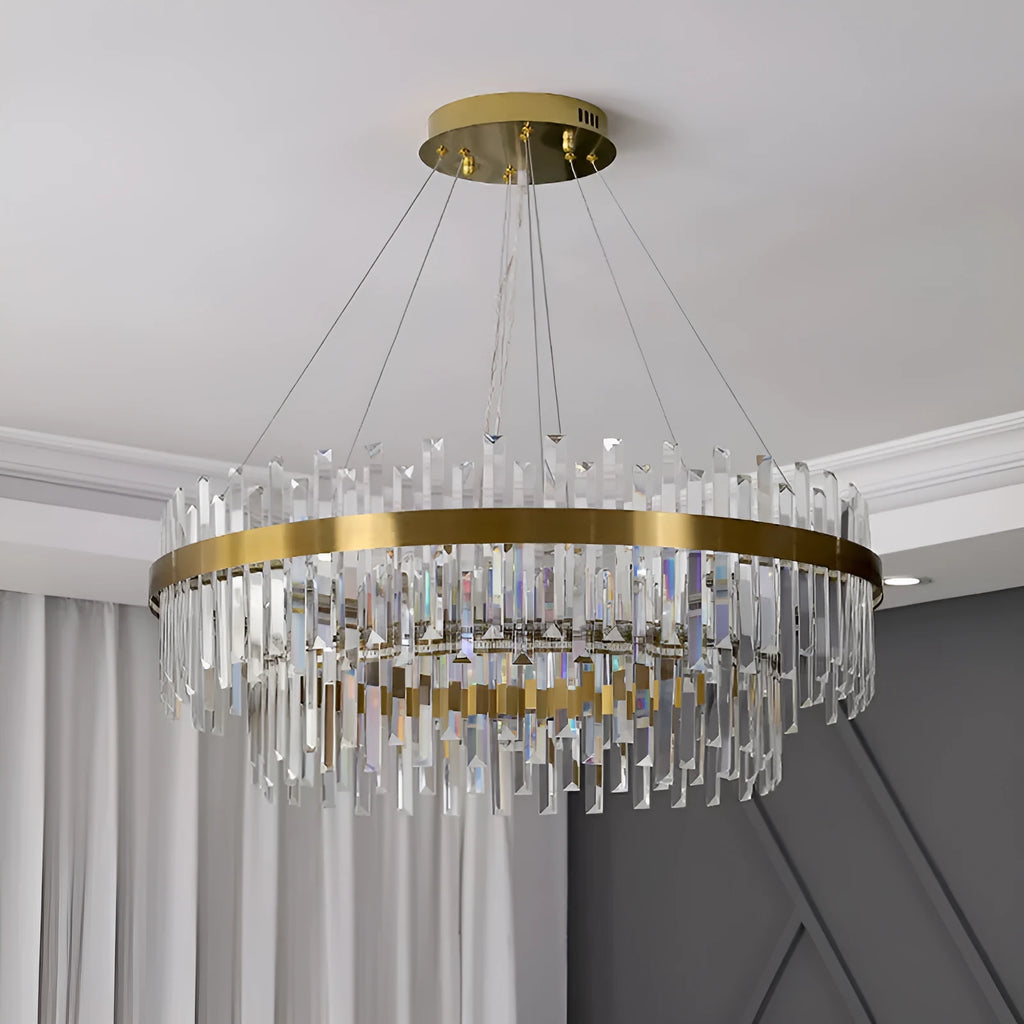 Crystal chandelier ceiling light with fish-shaped multi-head design and adjustable height