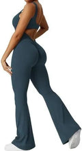 Women's sleeveless flare jumpsuit long pants in high-elasticity polyester for yoga and fitness