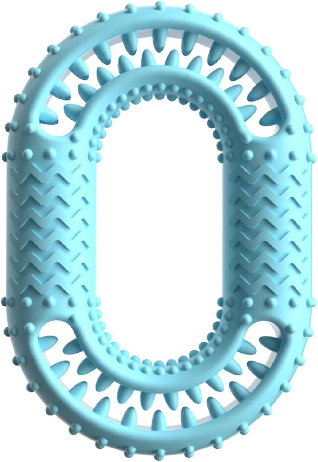 O-ring shape dog chew toy for aggressive chewers in blue, green, or pink colours