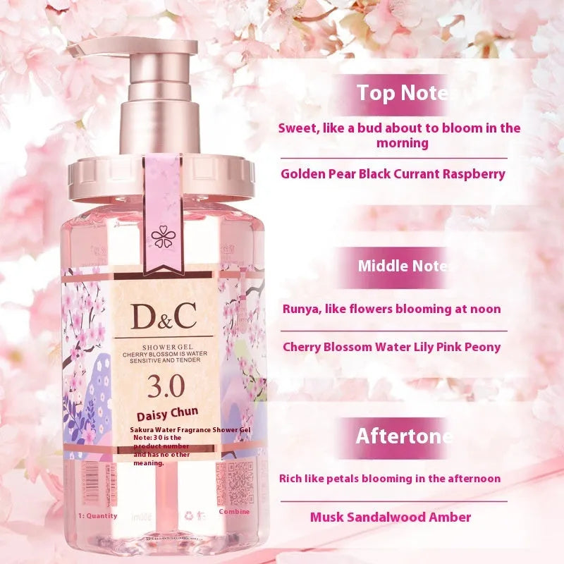 Sakura shampoo, conditioner and shower gel set, three 500ml bottles.