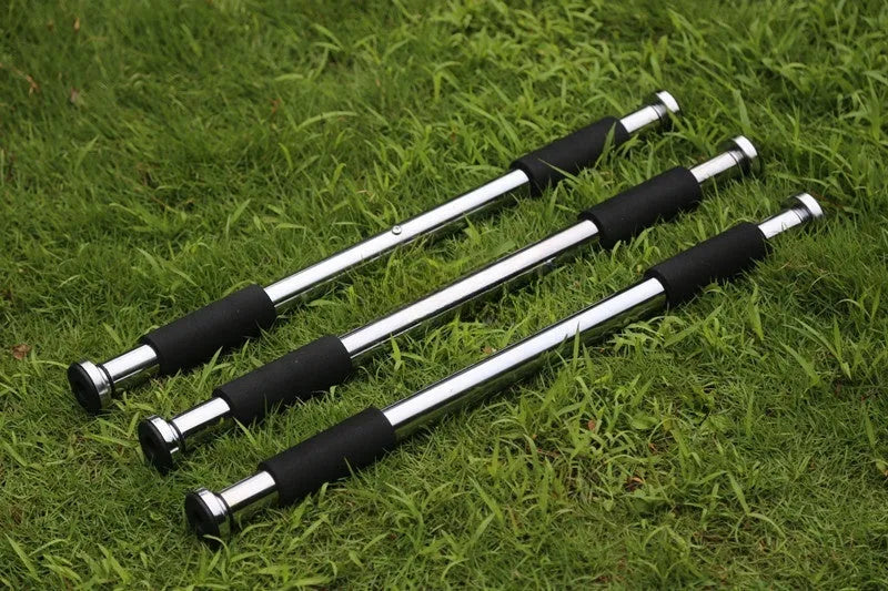 Adjustable steel pull-up bar extended to maximum 100cm width for door frame installation