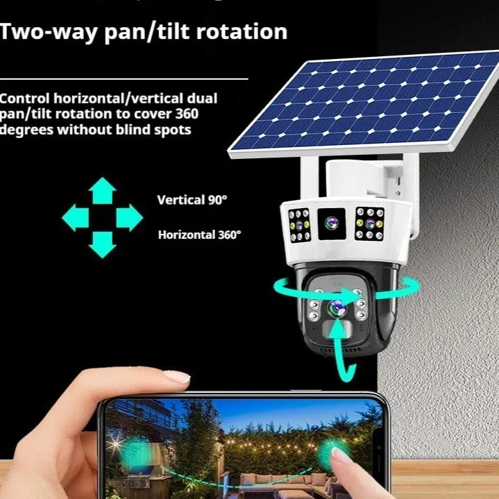 Solar surveillance camera with three-screen display and 4MP resolution