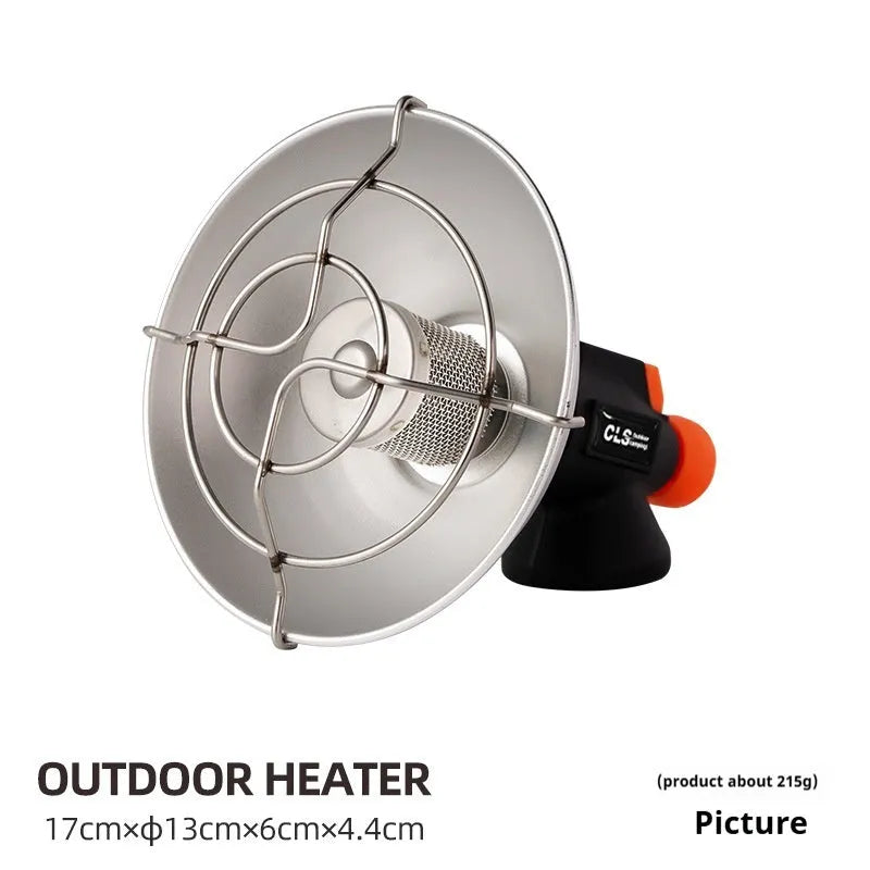 Portable black and orange camping heating stove with automatic ignition