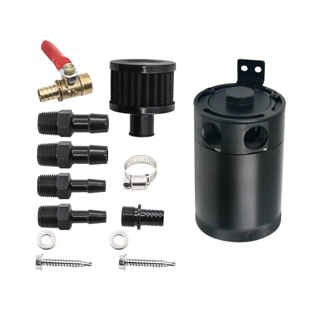 Aluminium automotive oil pot with two-hole design in black or silver