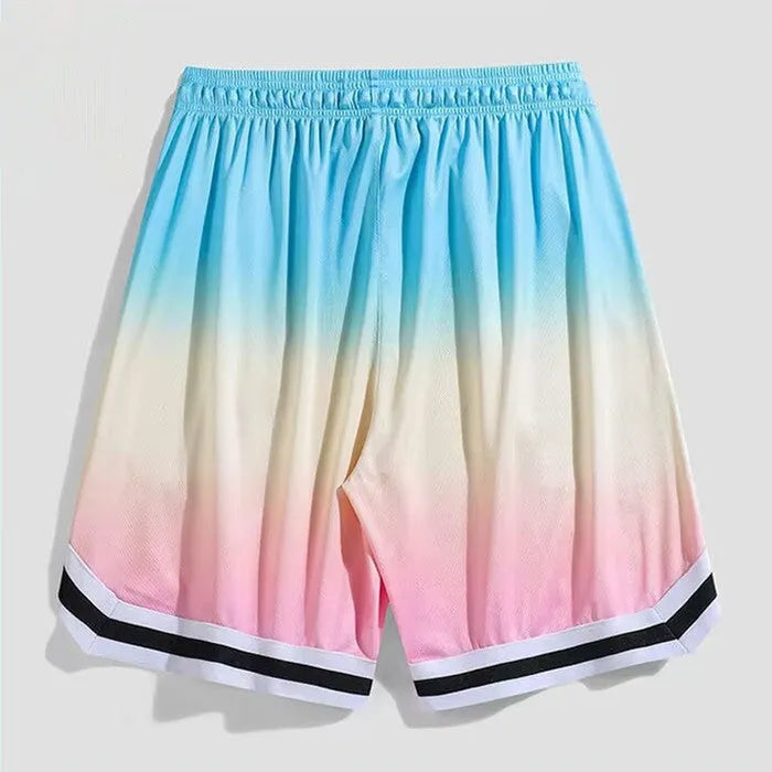 Men's gradient colour cropped casual trousers in loose fit for workout and leisure activities