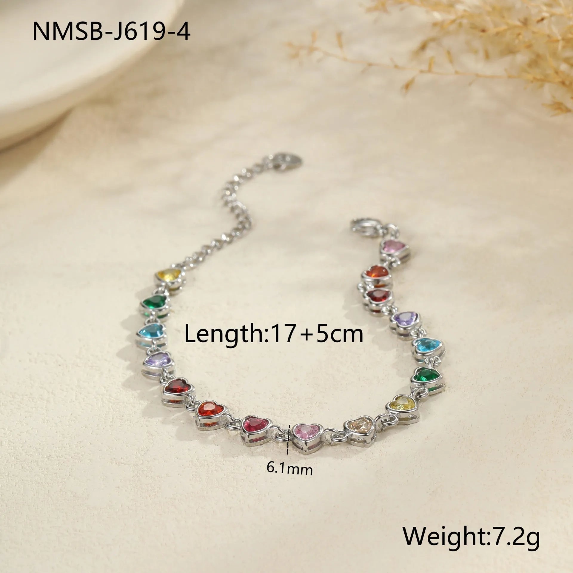 Women's geometric stainless steel bracelet in gold or silver colour with heart, circle and square designs