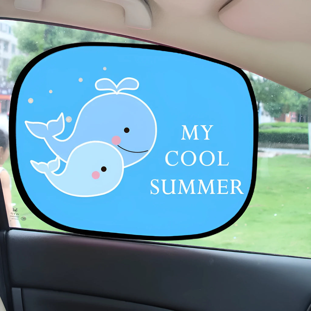 Electrostatic adsorption nylon mesh car sunshade pair for side windows in Giraffe Pair size
