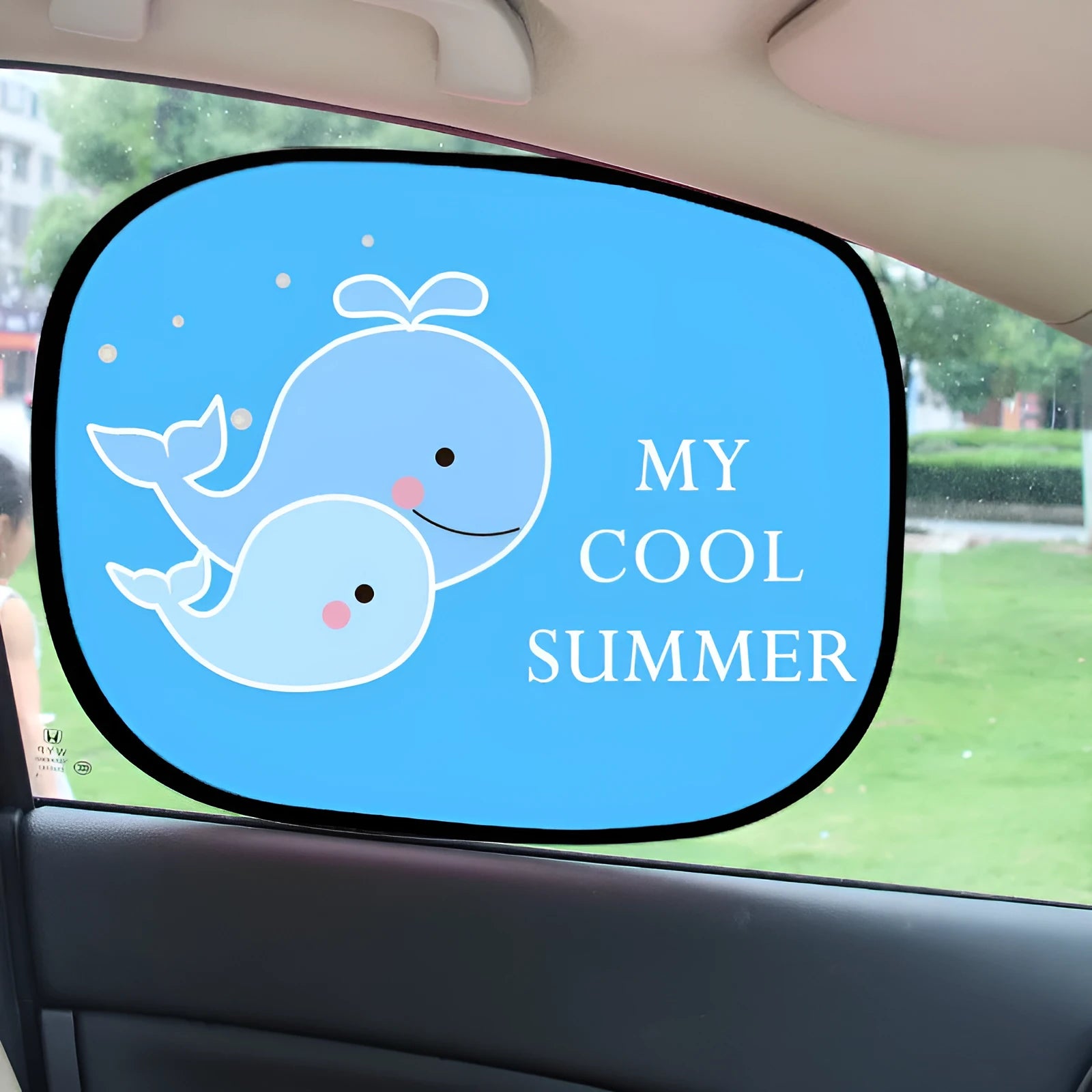 Electrostatic adsorption nylon mesh car sunshade pair for side windows in Giraffe Pair size