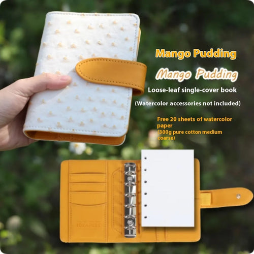 A7 loose-leaf watercolour book in avocado green with 20 blank pages for portable painting
