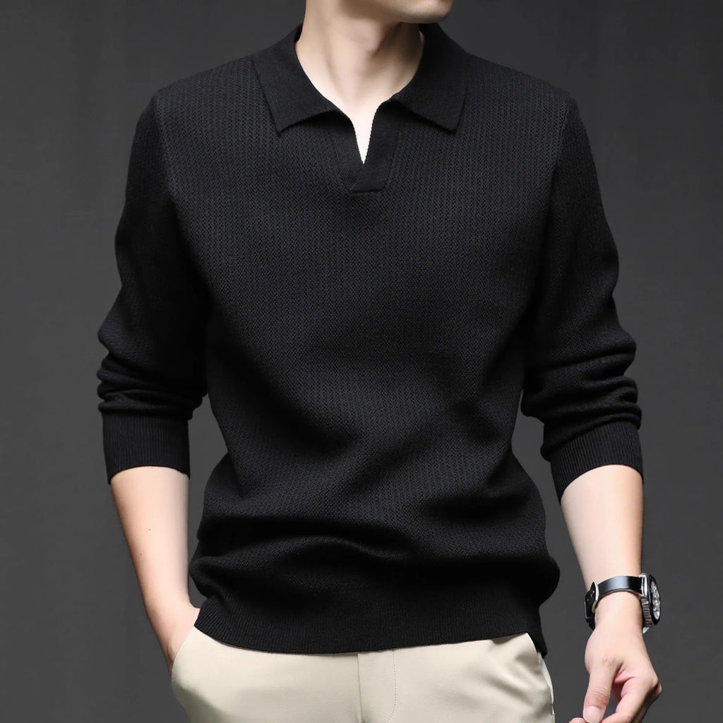 Men's loose pullover sweater in green black camel and brown colours for autumn casual wear