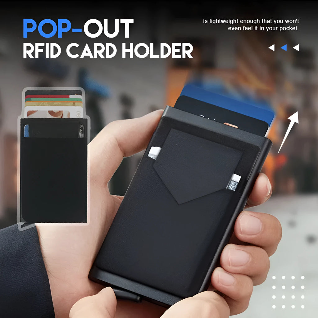 Frosted aluminium alloy credit card holder in eight colours with slim 1.0cm profile
