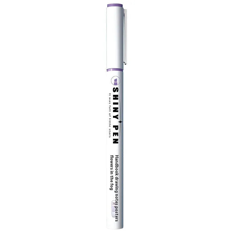 Set of four glitter fluorescent highlighter pens in six colour options with slanted 4mm tips
