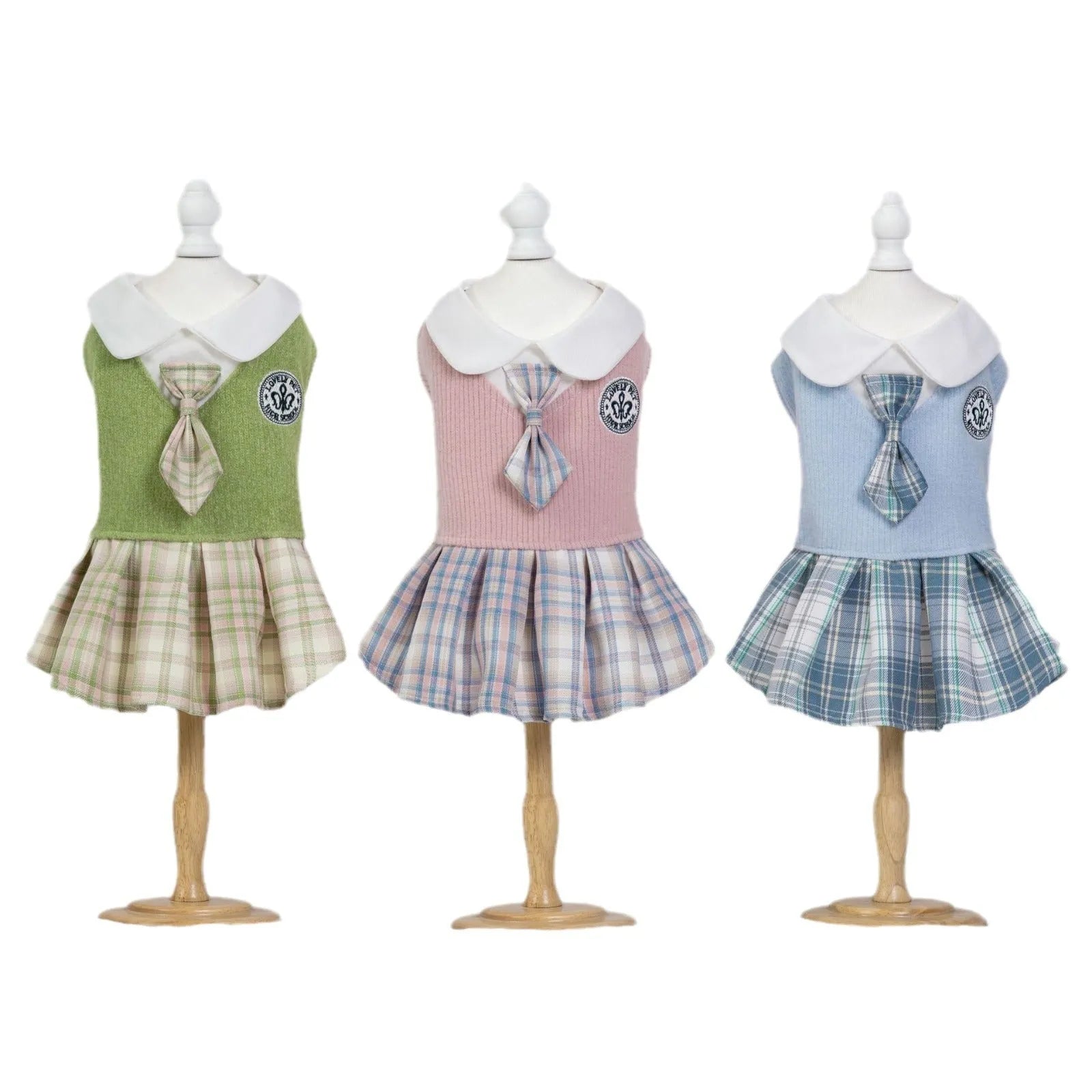 Polyester tartan princess skirt for dogs and cats in pink, blue, or green colours