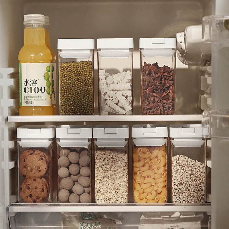 White transparent plastic grain storage container with 400ml capacity for kitchen organisation