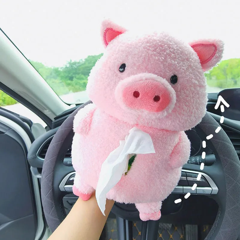 Plush lamb cartoon car tissue box for vehicle and home decoration with soft material