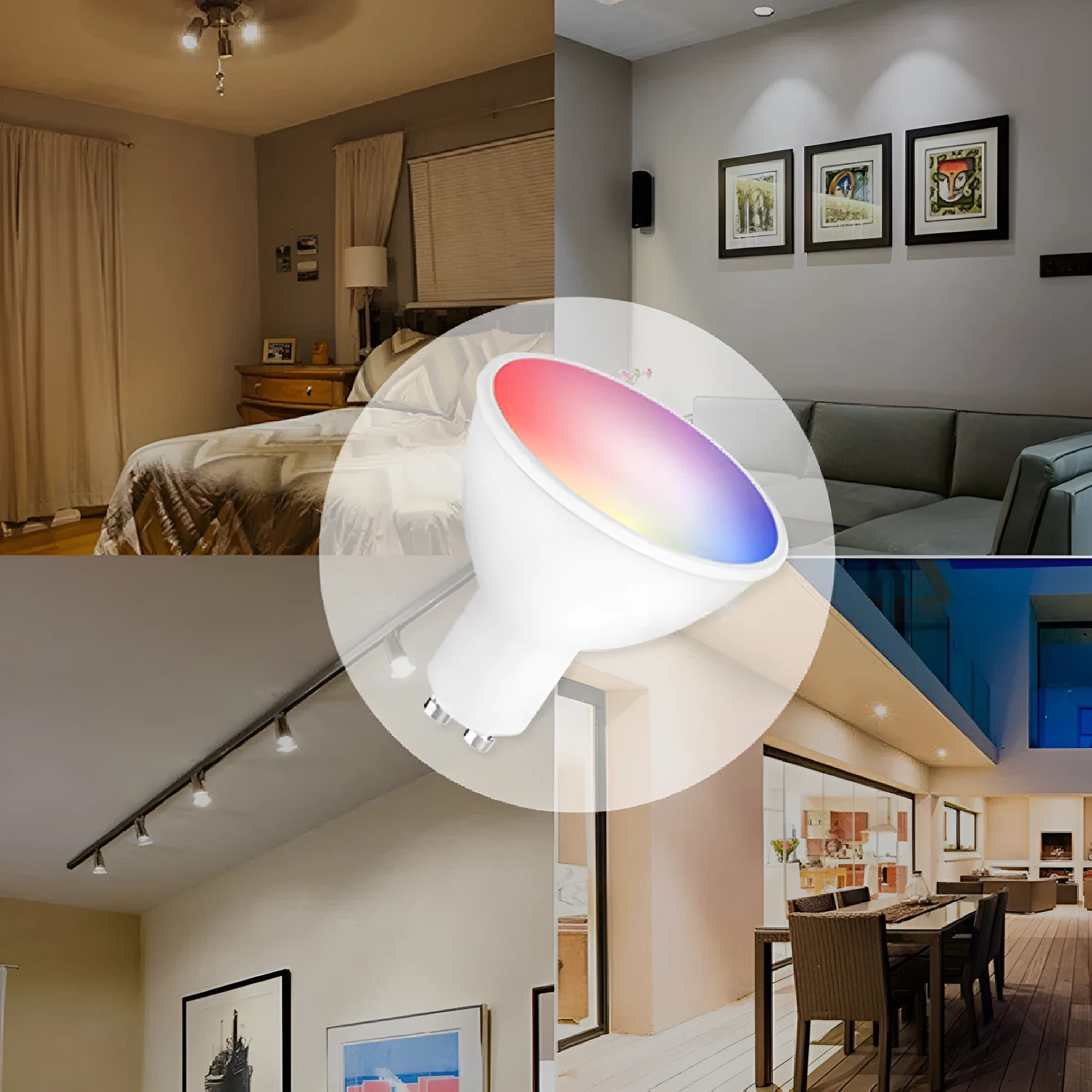 GU10 smart LED spotlight with RGBCCT colours and WiFi connectivity for voice control