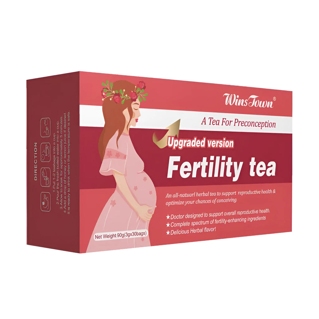 Box of fertility tea containing 3x30 herbal tea bags for reproductive health support