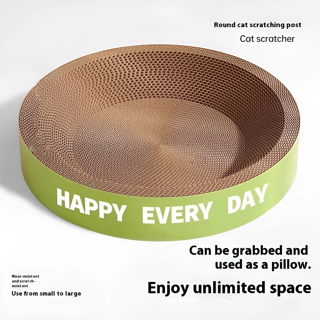 Green round cat scratching board nest with sisal surface, 50cm diameter cat bed