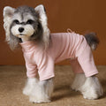 Four-leg polyester pet shirt for Schnauzer and Bichon in blue or pink, sizes XS to XXL