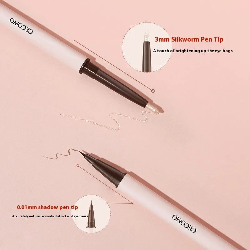 Double-headed silkworm pen eyeliner with stereoscopic star eyes design in pearlescent finish