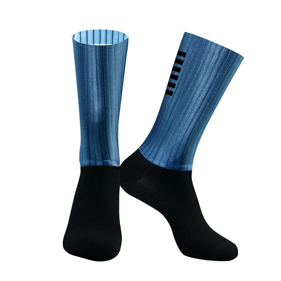 Athletic socks for sports in orange, black, purple, white, grey, and dark blue colours