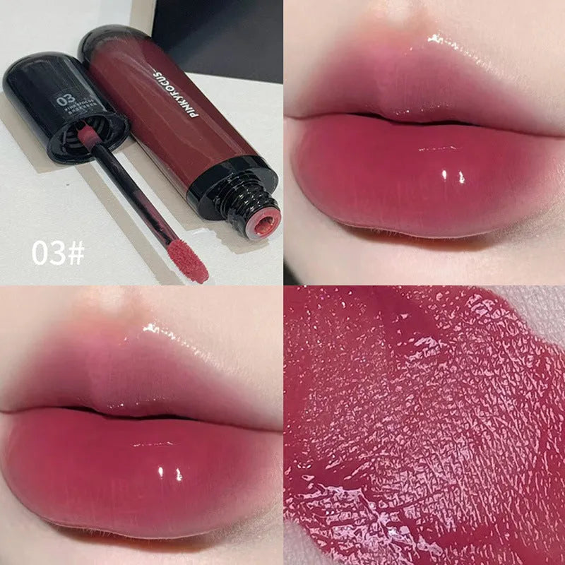 Black Shiny Makeup Mirror Lip Lacquer in six colour options with glossy finish