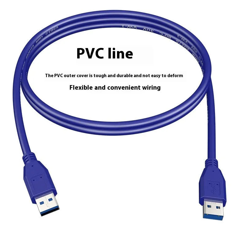 USB 3.0 A male to A male data cable for hard drive connection with nickel-plated connectors