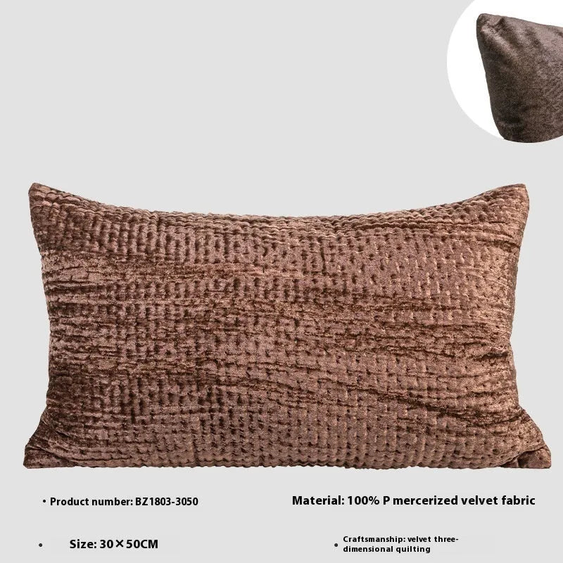Antique-style quilted cushion with mercerized velvet embossing point texture in green, red, mocha, or orange