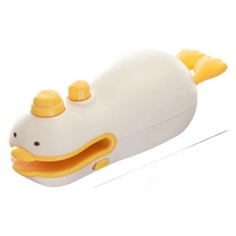 Small yellow rechargeable plastic bag sealing machine with animal jacquard pattern and USB charging cable