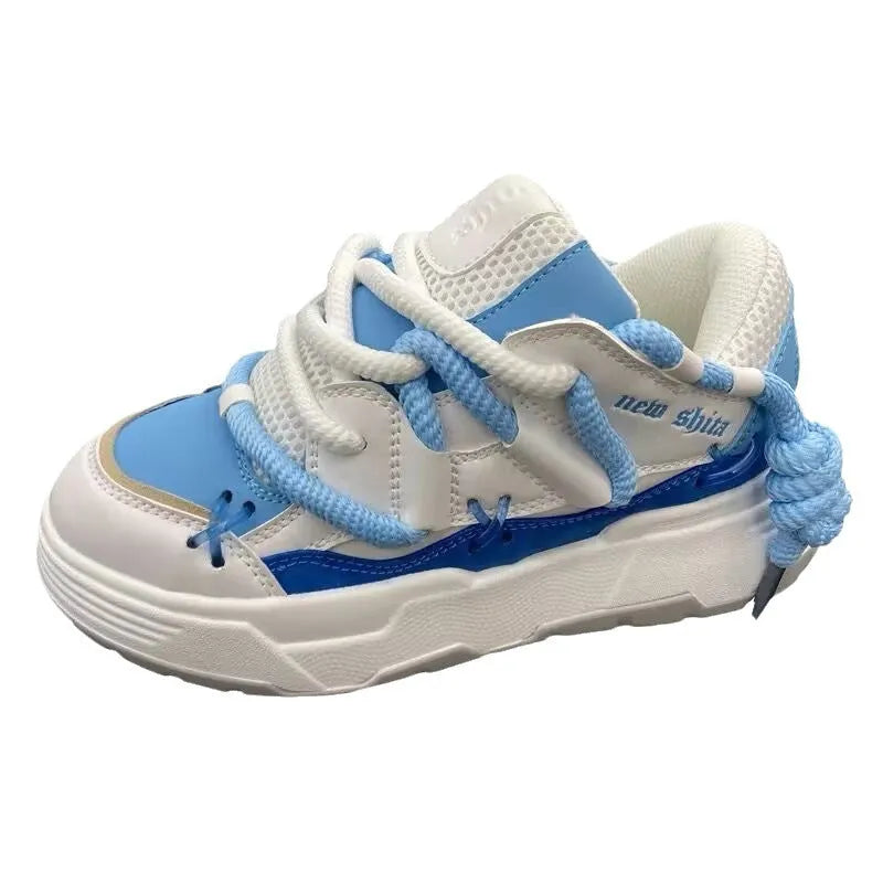 Women's grey retro sneakers with thick rubber sole and 6-8cm wedge heel for height increase