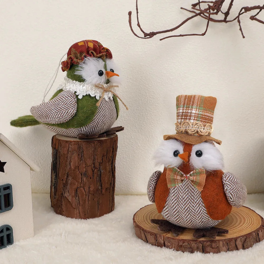 Thanksgiving harvest owl pendant ornament in orange and green colours for window or desktop decoration