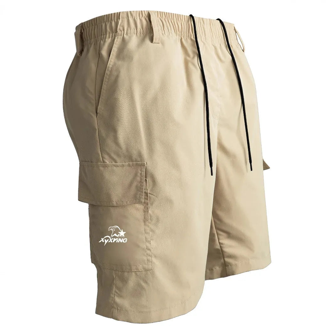Loose straight casual polyester shorts in sporty design with micro elasticity fabric
