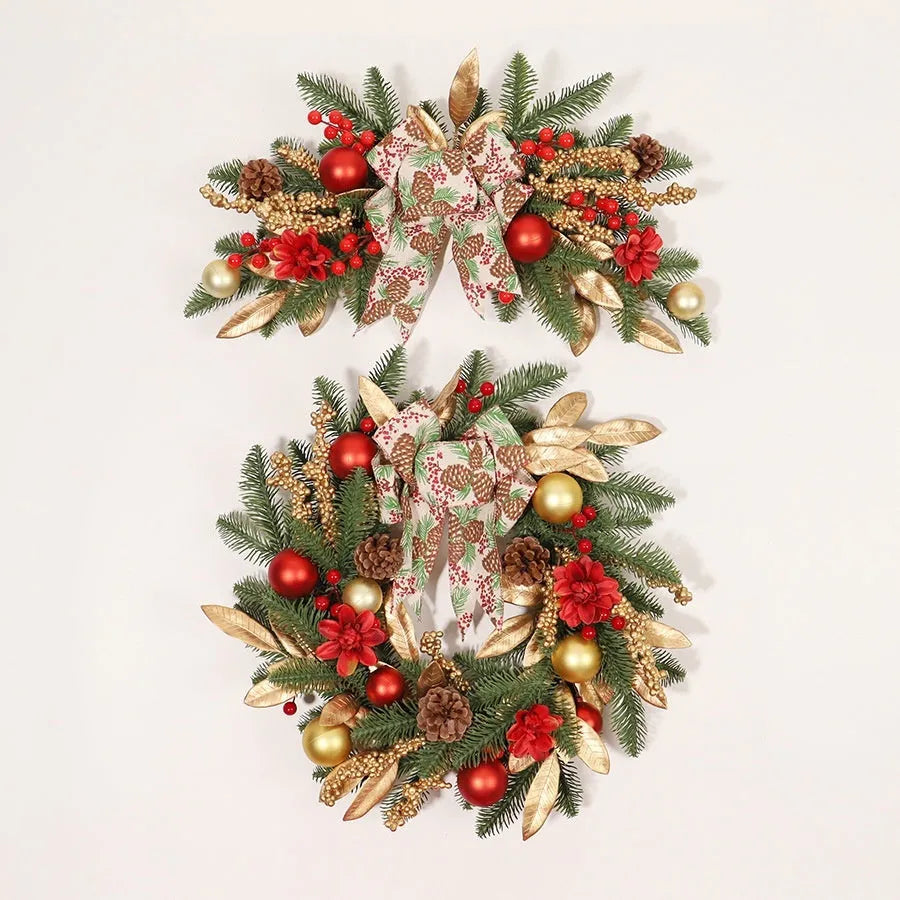 Christmas garland decoration with multiple hanging options including stair wall, lintel, and rattan placements