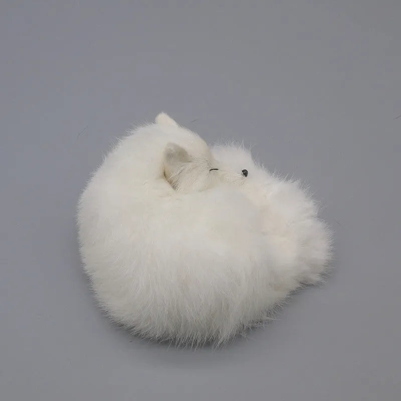 Artificial fox fur handicraft decoration in white, red or yellow colours, 15cm animal craft for home or car display