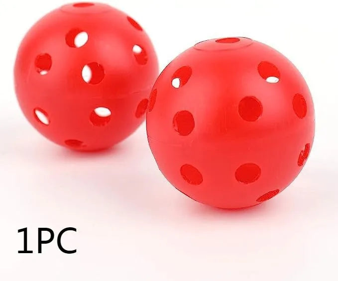 Multi-colour 42mm PE golf practice balls with 26-hole design in net pocket