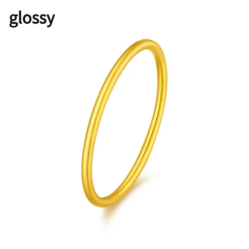Women's brass gold plated ring showing twist, matte, and glossy simple bracelet styles