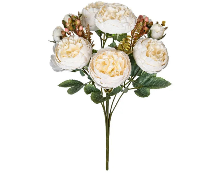 Artificial silk peony bouquet in champagne colour for home decoration and weddings