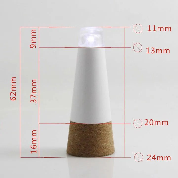 Plastic rechargeable LED bottle cap light with 15 white LEDs for holiday decoration