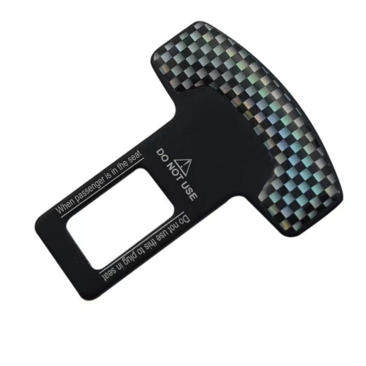 Aluminium alloy bottle opener keychain with a 2.1 cm lock tongue buckle in frosted carbon fibre colour.